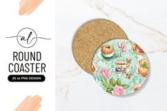 Watercolor Tea Party Round Coaster Png Product Image 1
