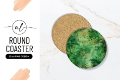 Green Tropical Leaves Round Coaster Png Product Image 1