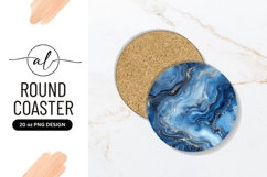 Blue Marble Texture With Gold Round Coaster Product Image 1