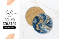 Blue And Gold Marble Round Coaster Png Product Image 1
