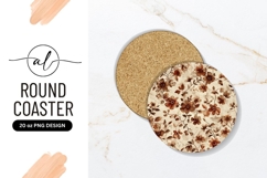 Brown Flower Pattern Round Coaster Png Product Image 1