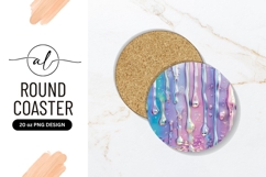 Iridescent Dripping Liquids In Round Coaster Png Product Image 1