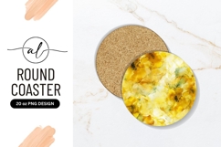 Golden Yellow Floral Abstract Round Coaster Png Product Image 1