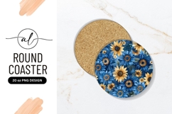 Blue And Yellow Sunflower Floral Pattern Design Product Image 1
