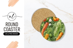 Watercolor Vegetables Still Life Round Coaster Png Product Image 1