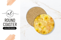 Yellow Daffodils Floral Round Coaster Png Product Image 1