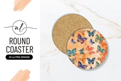 Colorful Butterfly Round Coaster Png Texture Product Image 1