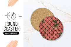 Pink Floral Round Coaster Png Design Product Image 1