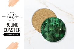 Eerie Green Chandeliers Round Coaster Design Product Image 1