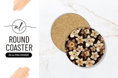 Floral Daffodil Pattern Round Coaster Png Product Image 1