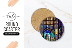 Stained Glass Castle Design Round Coaster Png Product Image 1
