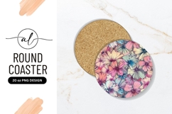 Pastel Floral Pattern Round Coaster Png Product Image 1