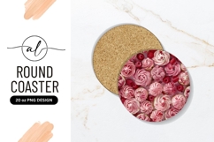 Pink Cupcakes And Raspberries Round Coaster Png Product Image 1