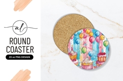 Watercolor Birthday Balloons And Cupcakes Design Product Image 1