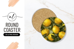 Fresh Lemons With Leaves Round Coaster Png Product Image 1