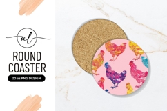 Colorful Chickens Pattern Round Coaster Png Product Image 1