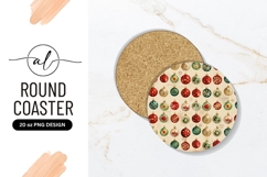 Christmas Ornament Pattern Round Coaster Png Product Image 1