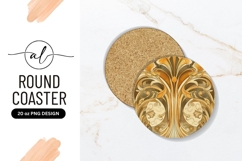 Ornate Art Nouveau Floral Round Coaster Product Image 1