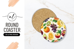 Colorful Assorted Fruit Watercolor Round Coaster Png Product Image 1