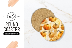 Watercolor Pumpkins Seamless Pattern For Round Coaster Png Product Image 1