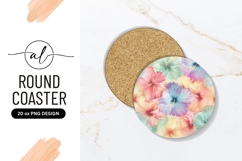 Pastel Hibiscus Floral Pattern Round Coaster Png Product Image 1