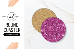 Pink Glitter Round Coaster Png Background Product Image 1