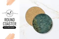 Watercolor Christmas Trees Round Coaster Png Product Image 1