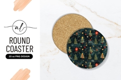 Festive Christmas Tree Round Coaster Png Product Image 1