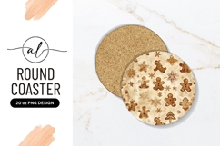 Gingerbread Man And Snowflake Round Coaster Png Product Image 1