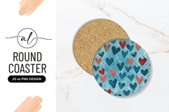Heart Pattern Round Coaster Png Design Product Image 1