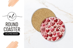 Round Coaster Png Featuring Valentine Hearts Product Image 1