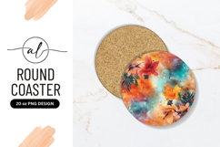 Floral Abstract Design Round Coaster Png Product Image 1