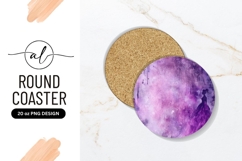 Purple Watercolor Woman Round Coaster Png Graphic Product Image 1