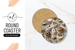 Festive Variety Of Cakes On Round Coaster Png Product Image 1