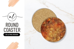 Floral Autumn Grunge Texture Round Coaster Png Product Image 1