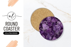 Amethyst Crystal Cluster Round Coaster Png Product Image 1