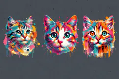 Cute Rainbow Cat Watercolor clipart, print design PNG Product Image 2