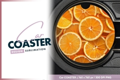 Orange slices arranged in a circular round car coaster png Product Image 1