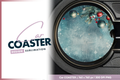 Festive christmas ornaments with grunge Car Coaster Product Image 1