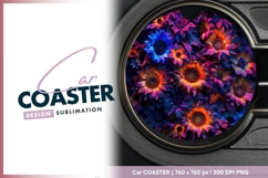Vibrant Floral Arrangement of Sunflowers round car coaster Product Image 1