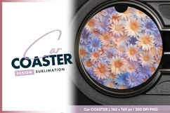 Pastel Daisy Flowers Arrangement in a Round car coaster Product Image 1
