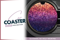 Glittering Abstract Circle with Orange round car coaster Product Image 1