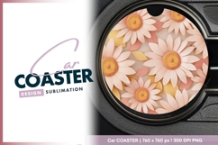 Floral Round Car Coaster Png Design Product Image 1