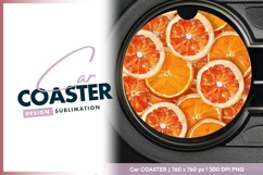 Orange slices arranged in a circular Round Car Coaster Png Product Image 1