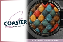 Colorful Leather Diamond Pattern Round Car Coaster Png Product Image 1