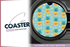 Smiling Pineapple and Watermelon Round Car Coaster Png Product Image 1