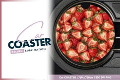 Circular Arrangement of Fresh Cut Round Car Coaster Design Product Image 1