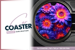 Glowing Floral Arrangement in a Round Car Coaster Png Product Image 1