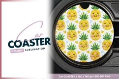 Smiling Pineapple Pattern on Round Car Coaster Product Image 1