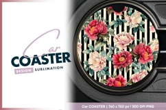 Floral Round Car Coaster Png Product Image 1
